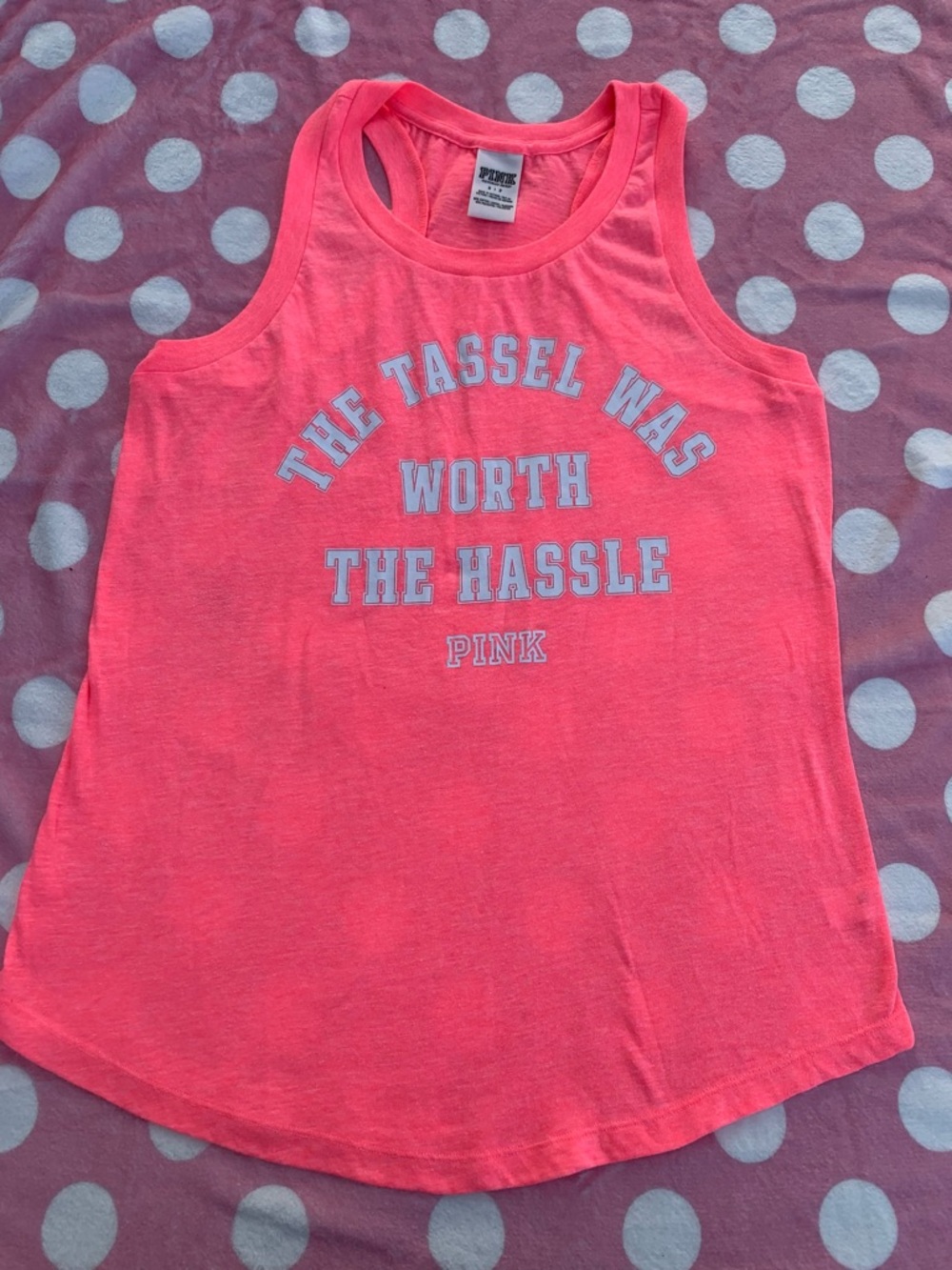 *Sold PINK Victoria's Secret Neon Pink Racerback Tank with White Lettering